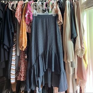 H&M High-Low Midi Navy Floral Skirt